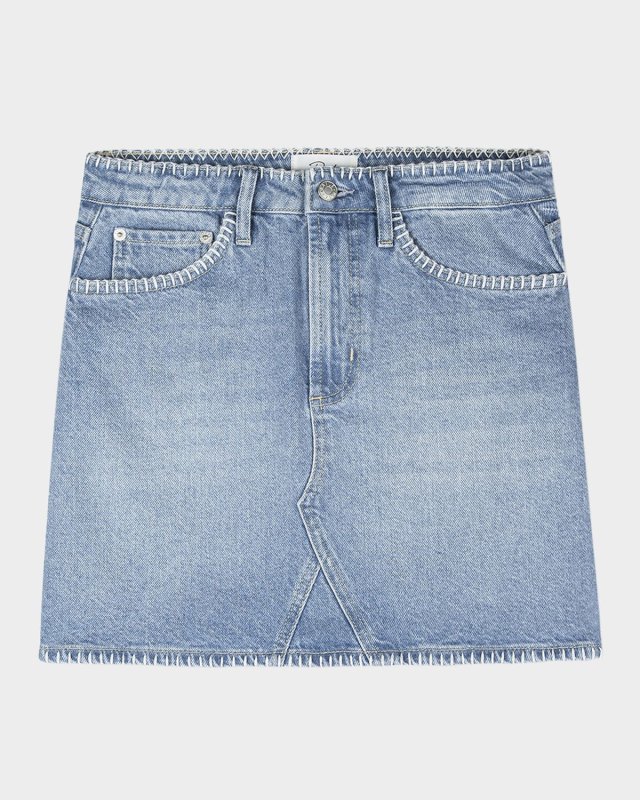 Laurel Blanket Stitch Denim Mini Skirt